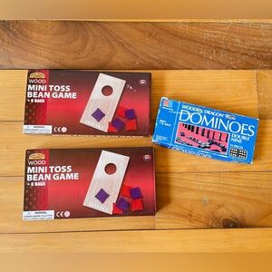 Wooden Mini Toss with bean bags & Dominos
